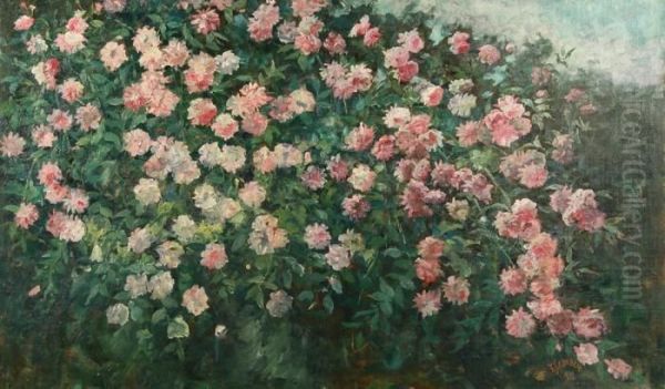 Pink Flower Bush Oil Painting by Frederick Stuart Church