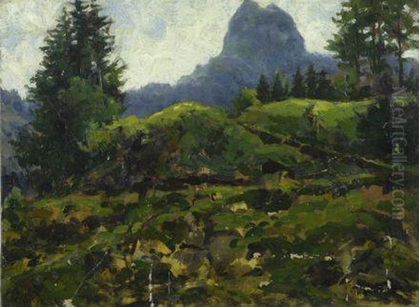 Paesaggio Alpino Oil Painting by Guglielmo Ciardi