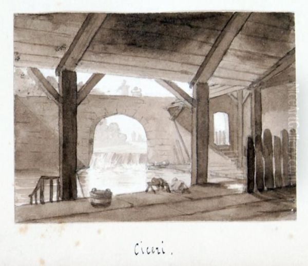 Le Lavoir Oil Painting by Ciceri, Eugene