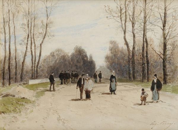 Promenade Au Parc Oil Painting by Ciceri, Eugene