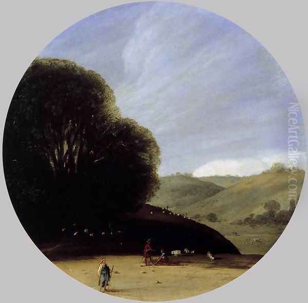 Pastoral Landscape c. 1616 Oil Painting by Goffredo Wals