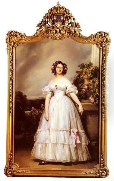 A Full-Length Portrait Of H.R.H Princess Marie-Clementine Of Orleans Oil Painting by Franz Xavier Winterhalter