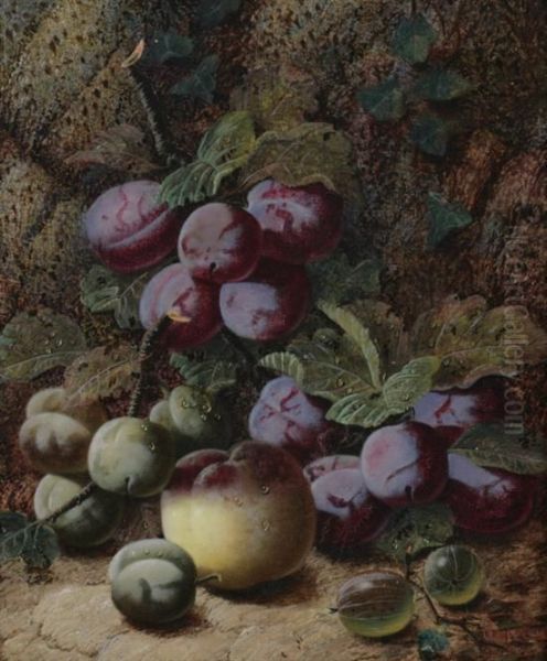 Still Life With Plums Oil Painting by Oliver Clare