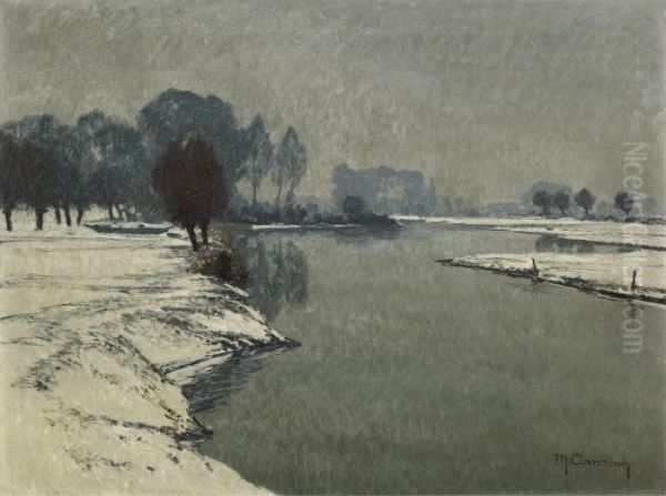 Winterlandschaft Mit Nachen Oil Painting by Maximilian Clarenbach