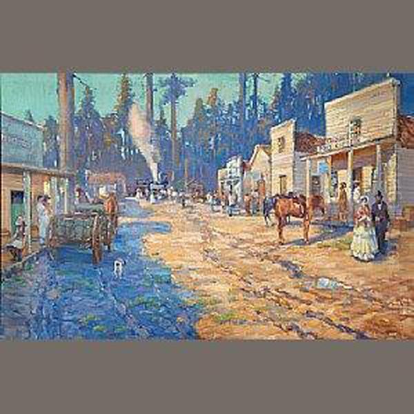 The Passing Of The Pony Express Oil Painting by Alson Skinner Clark