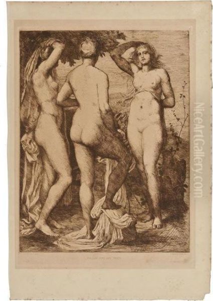 Pallas, Juno And Venus Oil Painting by Joseph Benwell Clark