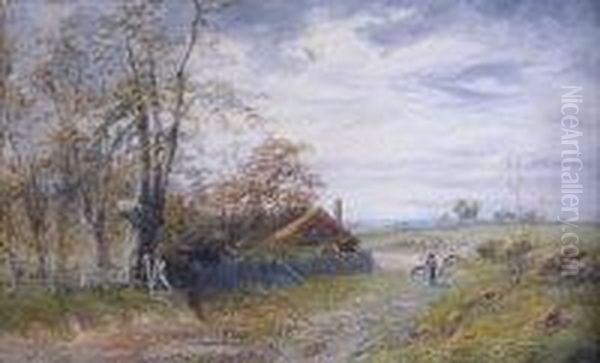 Driving Sheep Oil Painting by Octavius Thomas Clark