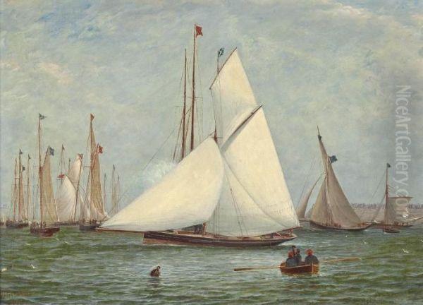 The Finishing Gun - A Regatta Of The Royal Clyde Yacht Club Oil Painting by William Clark Of Greenock