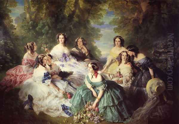 The Empress Eugenie Surrounded by her Ladies in Waiting Oil Painting by Franz Xavier Winterhalter