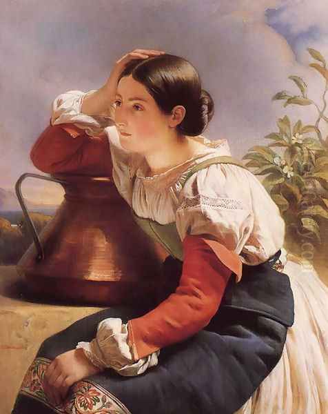 Young Italian Girl by the Well Oil Painting by Franz Xavier Winterhalter