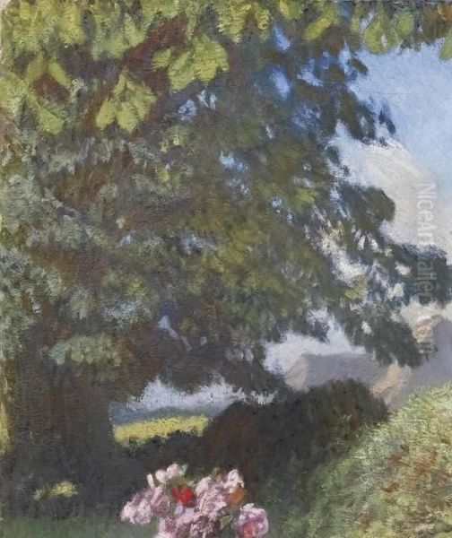 A Corner Of The Garden Oil Painting by George Clausen