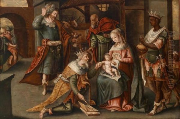 The Adoration Of The Magi Oil Painting by Pieter Coecke Van Aelst