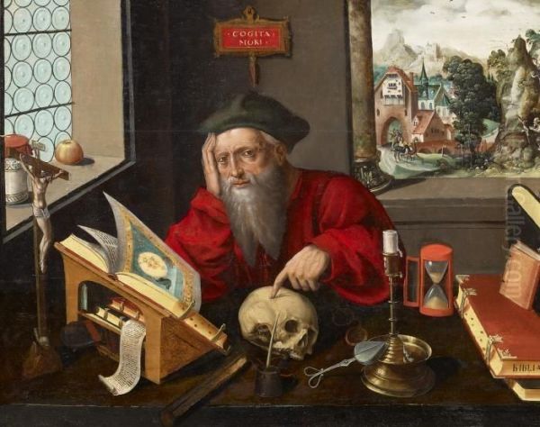 St Hieronymus In His Study Oil Painting by Pieter Coecke Van Aelst