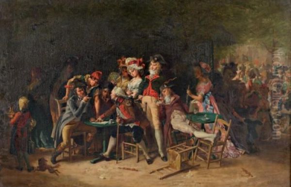 Scene De Cabaret Revolutionnaire Oil Painting by Charles Alexandre Coessin de la Fosse