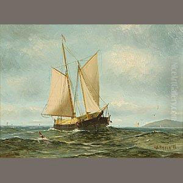 A Ship Off The Coast Oil Painting by William Haskell Coffin