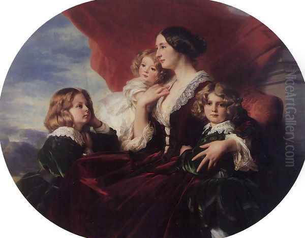 Elzbieta Branicka, Countess Krasinka and her Children Oil Painting by Franz Xavier Winterhalter