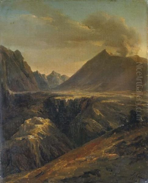 Vue Du Vesuve Oil Painting by Jules Louis Phillipe Coignet