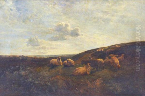 On The South Downs Oil Painting by George Vicat Cole