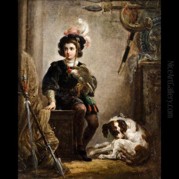 Giovane Falconiere Oil Painting by Alexandre-Marie Colin