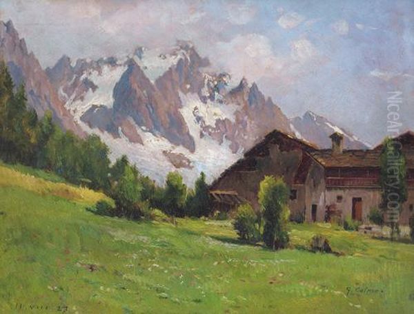 Paesaggio Con Baite Oil Painting by Giovanni Colmo