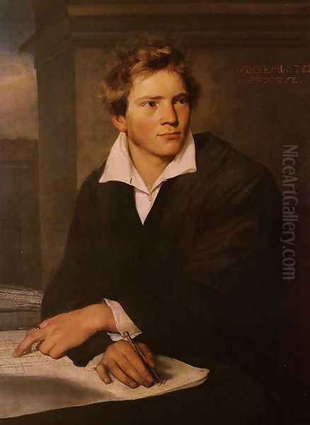 Portrait of a Young Architect (or (Karl Josef Berckmuller?)) Oil Painting by Franz Xavier Winterhalter