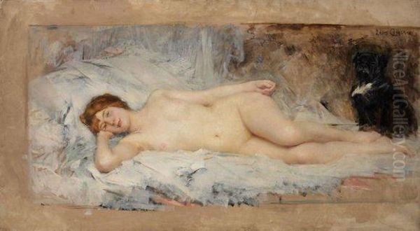 Courtisane Alanguie Oil Painting by Leon Francois Comerre