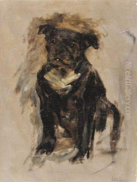 Chien Assis Oil Painting by Leon Francois Comerre