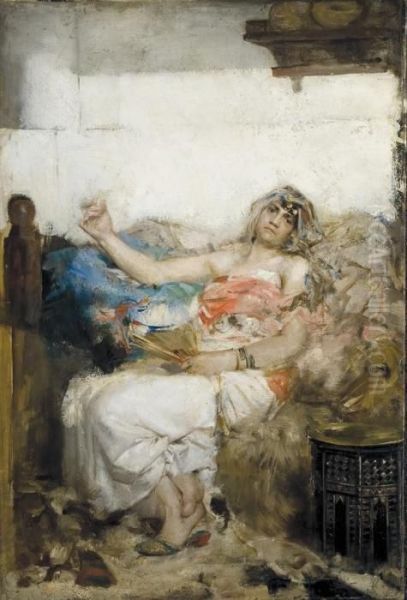 Odalisque A L'eventail Oil Painting by Leon Francois Comerre