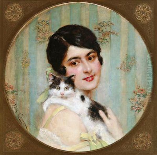 Junge Frau Mit Einer Katze Oil Painting by Leon Francois Comerre