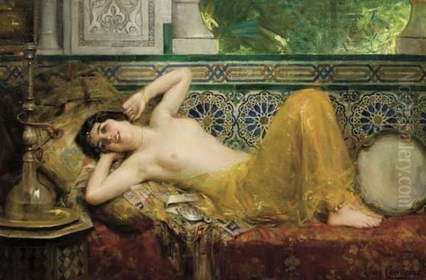 Odalisque Au Narghile Oil Painting by Leon Francois Comerre