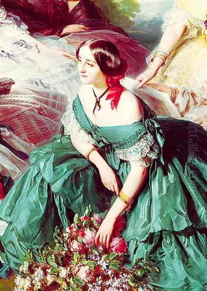 Empress Eugenie and her Ladies in Waiting detail of the Marquise of Montebello 1855 Oil Painting by Franz Xavier Winterhalter