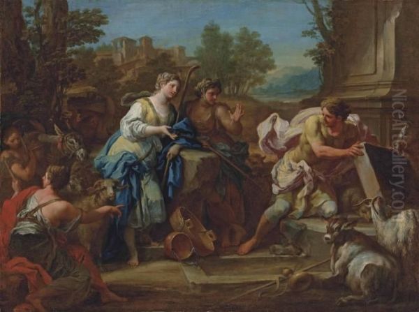 Jacob And Rachel At The Well Oil Painting by Sebastiano Conca