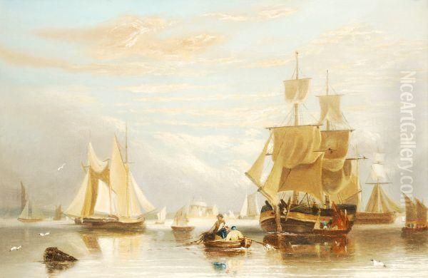 Estuary Scene With Boats At Anchor Oil Painting by Condy, Nicholas Matthews