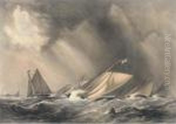 Match At Cowes For A Cup Given By The Members Of The Royal Yacht Squadron, Aug Oil Painting by Condy, Nicholas Matthews