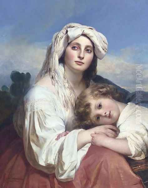 Italierin mit Kind Oil Painting by Franz Xavier Winterhalter