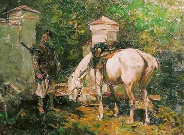 Insurgent Resting Oil Painting by Alfred Wierusz-Kowalski