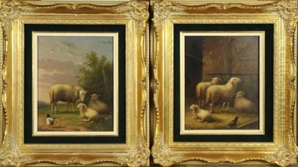 Les Moutons Oil Painting by Auguste Coomans