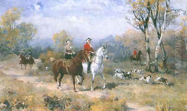 Departure for the Hunt Oil Painting by Alfred Wierusz-Kowalski