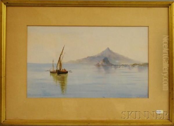 Fishing Boats In Still Waters, Naples. Oil Painting by Rosa Corelli