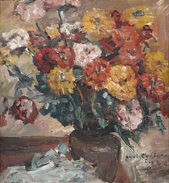 Zinnien Oil Painting by Lovis (Franz Heinrich Louis) Corinth