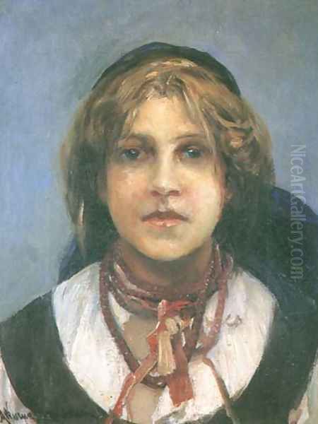 Girl in a Folk Costume Oil Painting by Alfred Wierusz-Kowalski