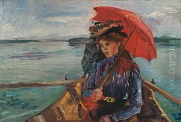 Fraulein Heck (im Boot Auf Dem Starnberger See) Oil Painting by Lovis (Franz Heinrich Louis) Corinth