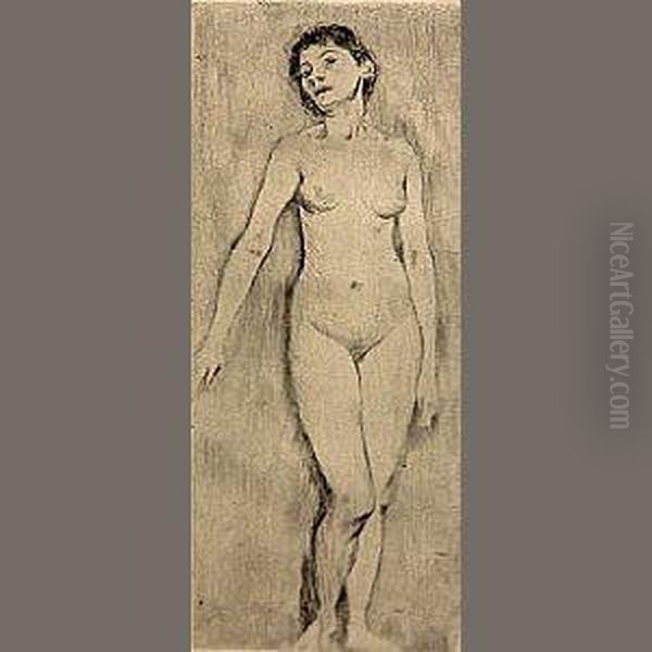 Stehendes Madchen (standing Nude) Oil Painting by Lovis (Franz Heinrich Louis) Corinth