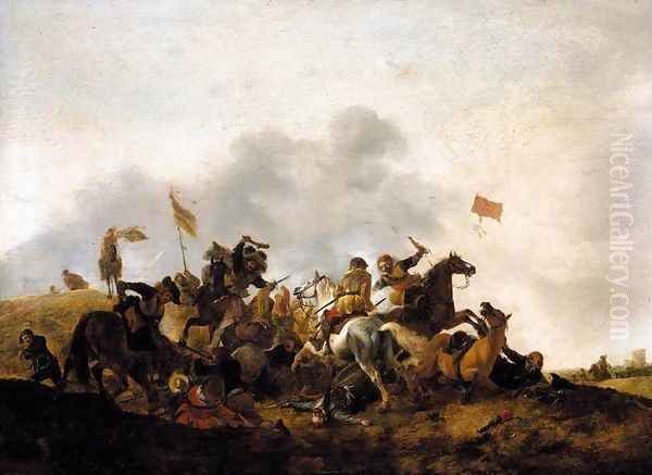 Cavalry Skirmish Oil Painting by Philips Wouwerman