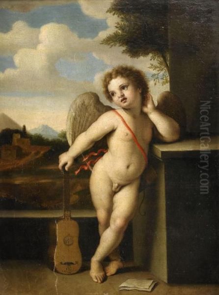 Putti I Antikiserande Landskap Oil Painting by Michel Corneille II