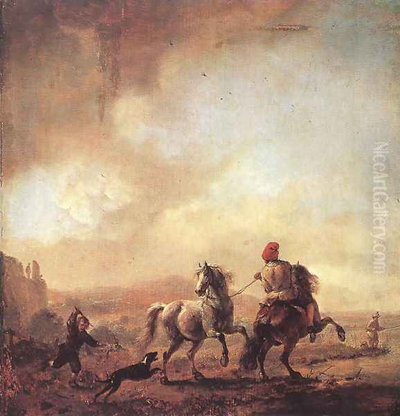 Two Horses Oil Painting by Philips Wouwerman