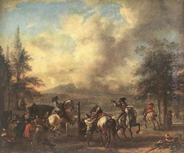 Riding School Oil Painting by Philips Wouwerman