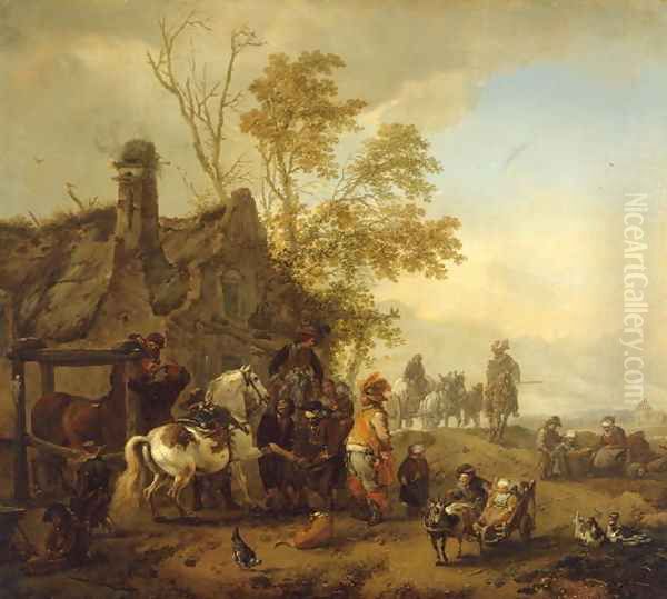 A Dappled Horse outside the Smithy Oil Painting by Philips Wouwerman