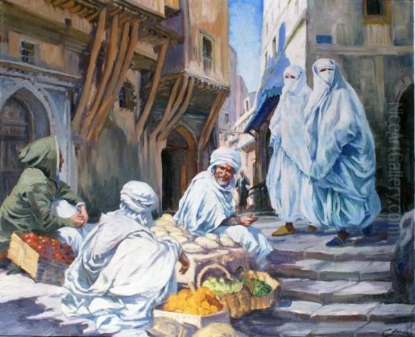 Dans La Casbah D'alger Oil Painting by Adolphe Cossard