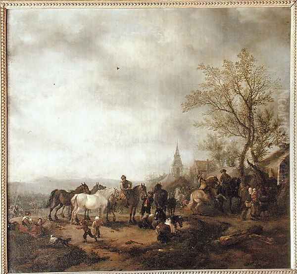 A Horse Fair Oil Painting by Philips Wouwerman